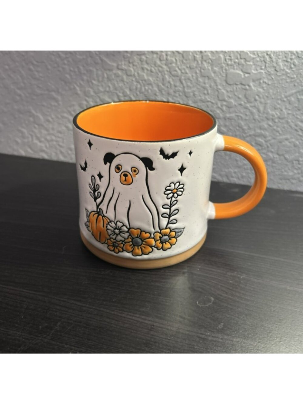 Eli + Ana Halloween Coffee Mug Ghost Dog Pumpkin Ceramic Orange Black New - Picture 2 of 4